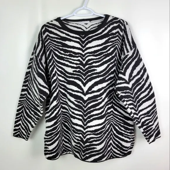 Joan Vass Vintage 100% Cotton Zebra Sweater