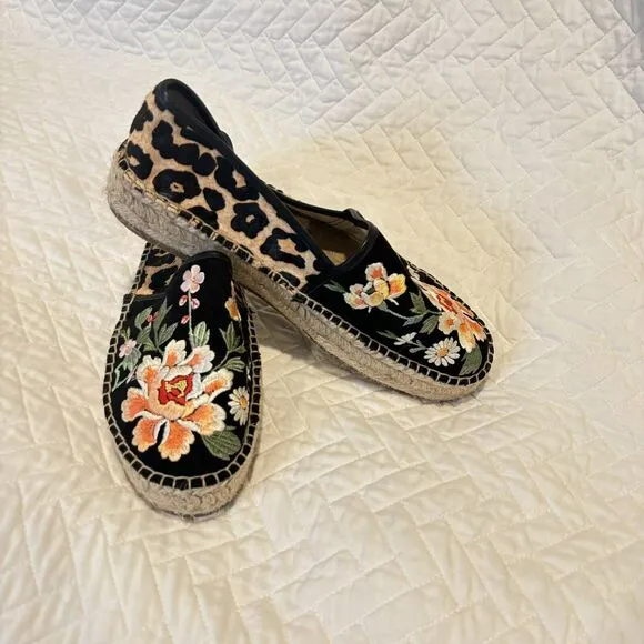 Johnny Was Acacia Leopard Espadrille Platform Loafers