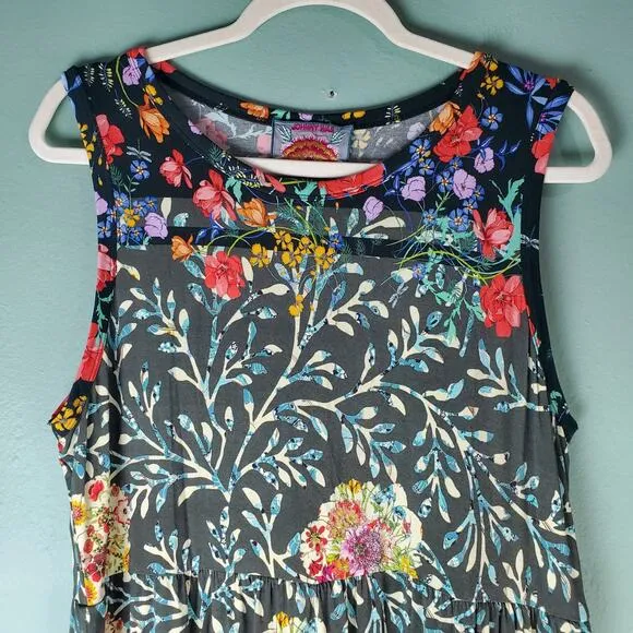 Johnny Was Womens Kashim Easy Fit Tank Floral Motif Dress Boho Size Large