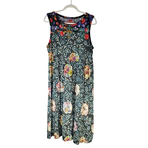 Johnny Was Womens Kashim Easy Fit Tank Floral Motif Dress Boho Size Large