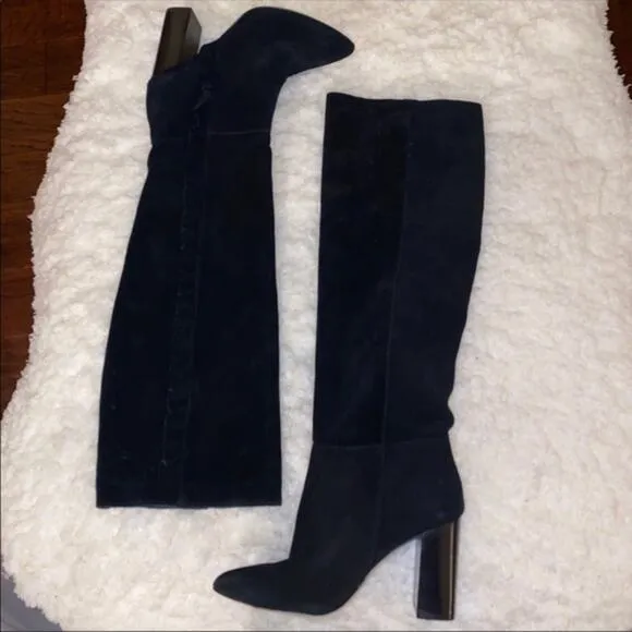 Joie Laisha Suede Boots Ruffle Detail Black 36