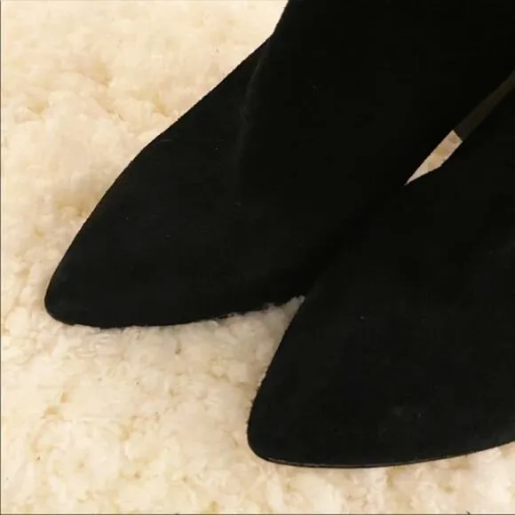 Joie Laisha Suede Boots Ruffle Detail Black 36