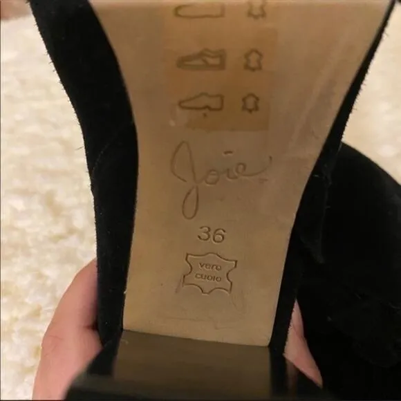 Joie Laisha Suede Boots Ruffle Detail Black 36