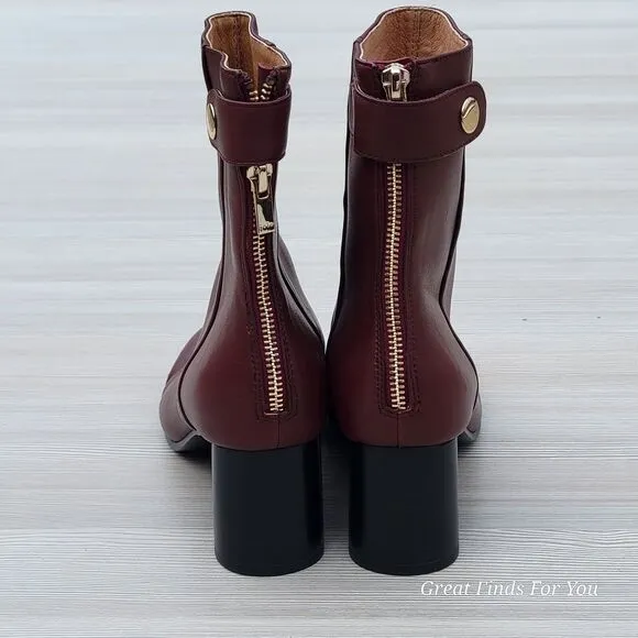 Joie Women's Ramet Bordeaux Ankle Leather Boots US 7 / 37 NEW / LIGHT SHELF WEAR