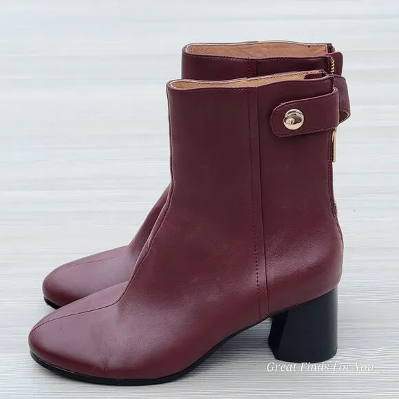 Joie Women's Ramet Bordeaux Ankle Leather Boots US 7 / 37 NEW / LIGHT SHELF WEAR