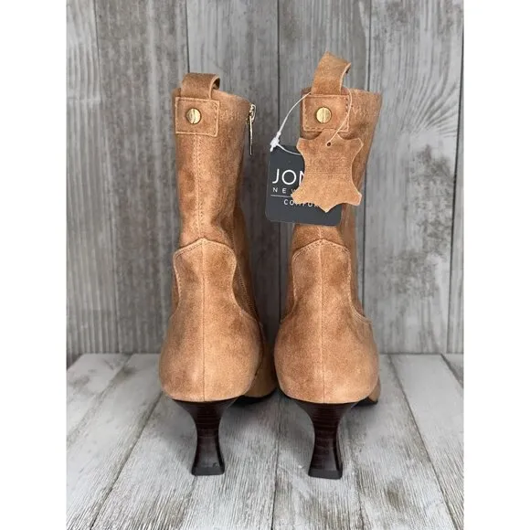 Jones New York Tan Suede Kitten Heel Pointed-Toe Ankle Boots Size 6.5 M NEW NWT