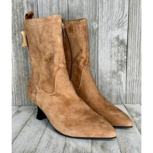 Jones New York Tan Suede Kitten Heel Pointed-Toe Ankle Boots Size 6.5 M NEW NWT