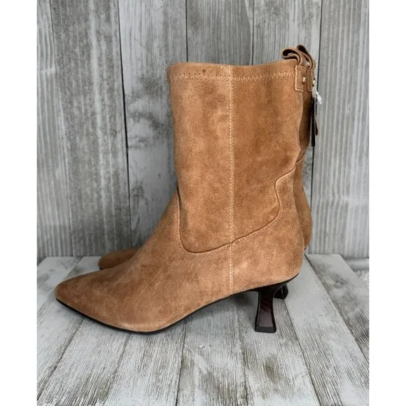 Jones New York Tan Suede Kitten Heel Pointed-Toe Ankle Boots Size 6.5 M NEW NWT