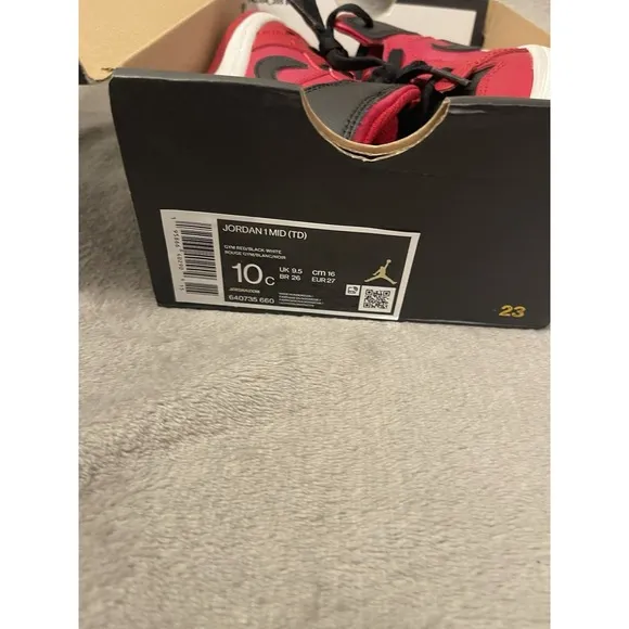 Jordan 1 Mid Reverse Bred Toddler Size 10c New 640735-660 Baby Infant Toddler