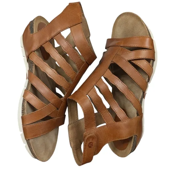 Josef Seibel | Women's Hailey 17 Leather Gladiator Sandals | Camel | 9.5 EU 40