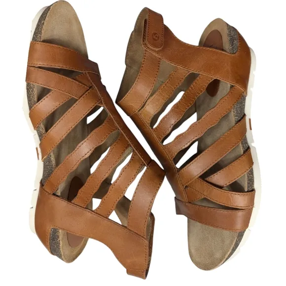 Josef Seibel | Women's Hailey 17 Leather Gladiator Sandals | Camel | 9.5 EU 40
