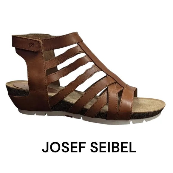 Josef Seibel | Women's Hailey 17 Leather Gladiator Sandals | Camel | 9.5 EU 40