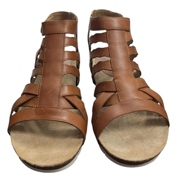 Josef Seibel | Women's Hailey 17 Leather Gladiator Sandals | Camel | 9.5 EU 40