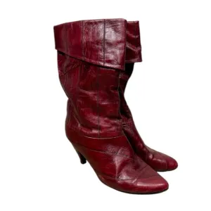 Joyce California Red Leather Slouchy Pirate Pointed Toe Bootie Boots Size 8