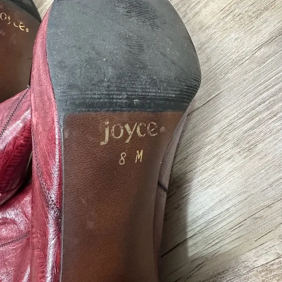 Joyce California Red Leather Slouchy Pirate Pointed Toe Bootie Boots Size 8