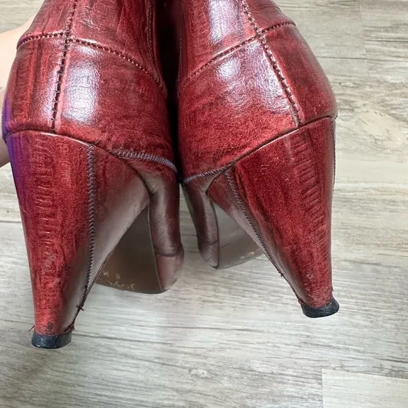 Joyce California Red Leather Slouchy Pirate Pointed Toe Bootie Boots Size 8