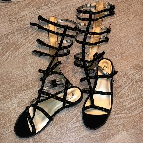Joyfolie Celyn gladiator studded sandals black Y6