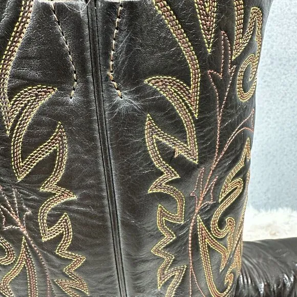 Justin Dark Brown Leather Pointed Toe Western Cowboy Boots 2542 Size 10B