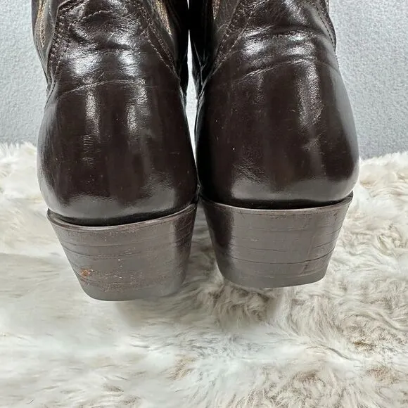 Justin Dark Brown Leather Pointed Toe Western Cowboy Boots 2542 Size 10B