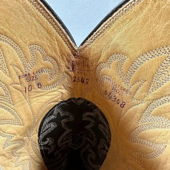 Justin Dark Brown Leather Pointed Toe Western Cowboy Boots 2542 Size 10B
