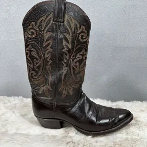 Justin Dark Brown Leather Pointed Toe Western Cowboy Boots 2542 Size 10B