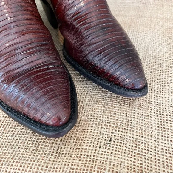 Justin Lizard Skin Leather Western Cowboy Boots 9373 Size 5.5 Women’s Two-Tone
