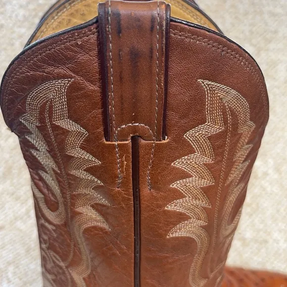 Justin Men's Cognac Ostrich Western Boots - Pointed Toe men’s 9D