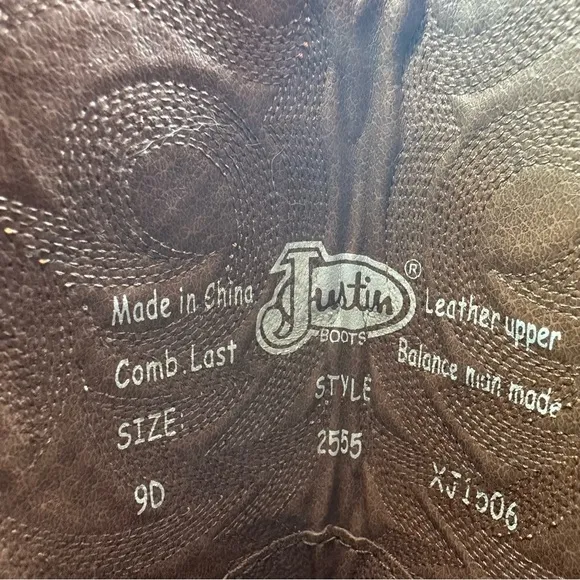 Justin Stampede Pull On Western Boots Pointed Toe Brown 2555 Leather Men's‎ 9D