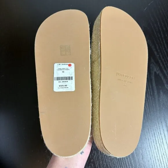 JW ANDERSON Mens Size 43/US 10 Beige Suede Slip-On Espadrille Loafers Mules