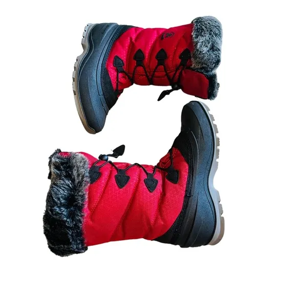 Kamuk Momentum 2 Red &amp; Gray Faux Fur Winter Boots - Size 6