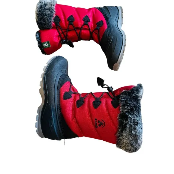 Kamuk Momentum 2 Red &amp; Gray Faux Fur Winter Boots - Size 6