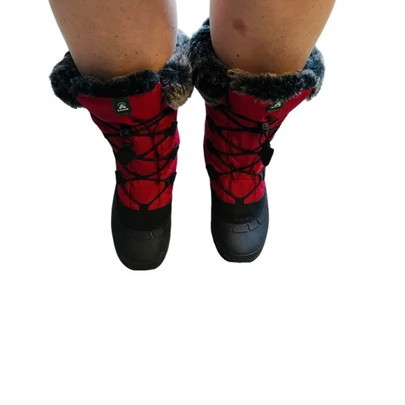 Kamuk Momentum 2 Red &amp; Gray Faux Fur Winter Boots - Size 6