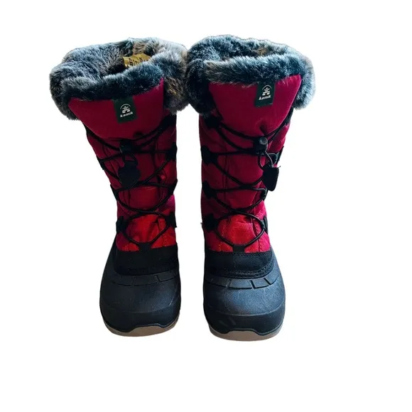 Kamuk Momentum 2 Red &amp; Gray Faux Fur Winter Boots - Size 6