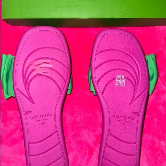 Kate Spade Cute Rainbow Colored Sandals/Slides with georgeous Bow Detail. Sz 7.5