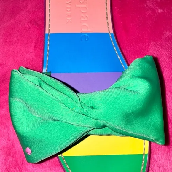 Kate Spade Cute Rainbow Colored Sandals/Slides with georgeous Bow Detail. Sz 7.5