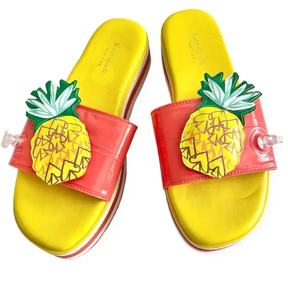 Kate Spade Limoncello womens platform slides sandals size 8 beach summer unique