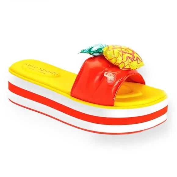 Kate Spade Limoncello womens platform slides sandals size 8 beach summer unique