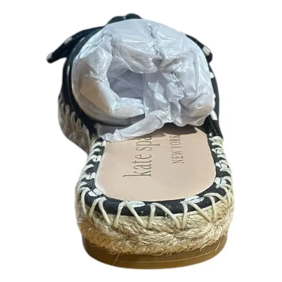 Kate Spade New York Saltie Shore Women Espadrille Sandals Black Polka Dot 6B