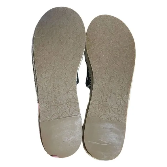 Kate Spade New York Saltie Shore Women Espadrille Sandals Black Polka Dot 6B