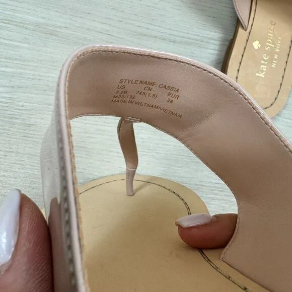 Kate Spade New York Cassia Sandals Womens 7.5 Nude Patent Leather