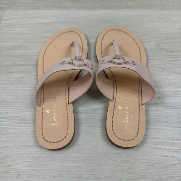 Kate Spade New York Cassia Sandals Womens 7.5 Nude Patent Leather
