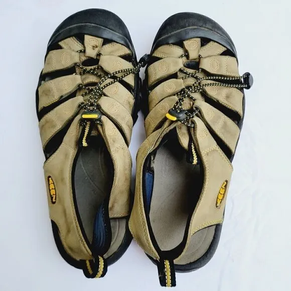 KEEN Men's Khaki Brown Waterproof Leather Newport H2 Sandals - size 9