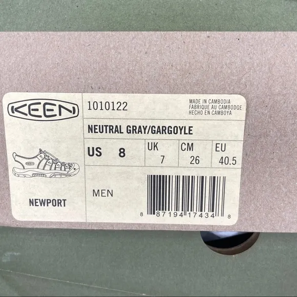 KEEN Newport Leather Sandals Neutral Gray Gargoyle 1010122 Men’s size 8