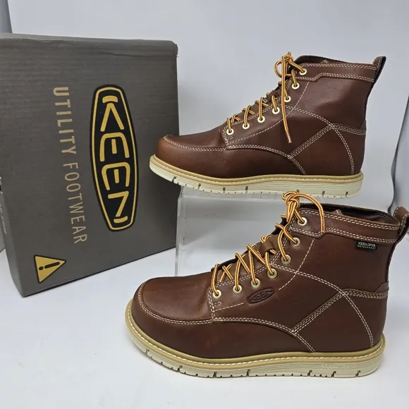 KEEN Utility Men's Size 9.5 EE San Jose 6&quot; Soft Toe Waterproof Work Boots Brown