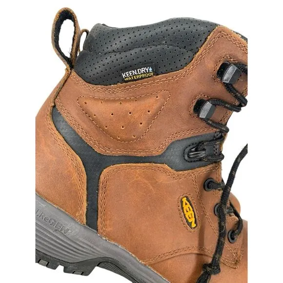 KEEN Womens Chicago 6’&quot; Waterproof Boot Brown Leather Size 8.5 M