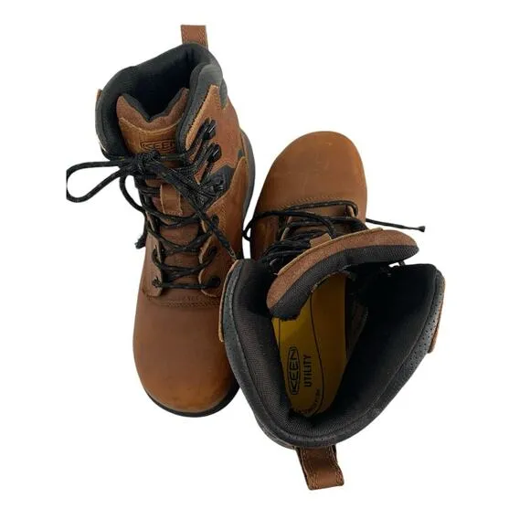 KEEN Womens Chicago 6’&quot; Waterproof Boot Brown Leather Size 8.5 M