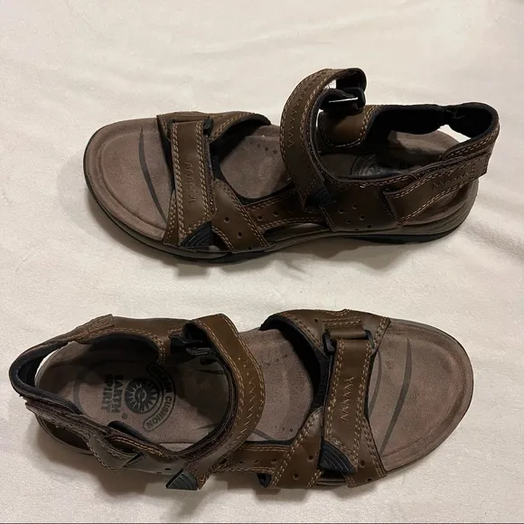 KHOMBU BLUE SHARK LEATHER AND EARTH SPIRIT BROWN BUNDLE SANDALS 13