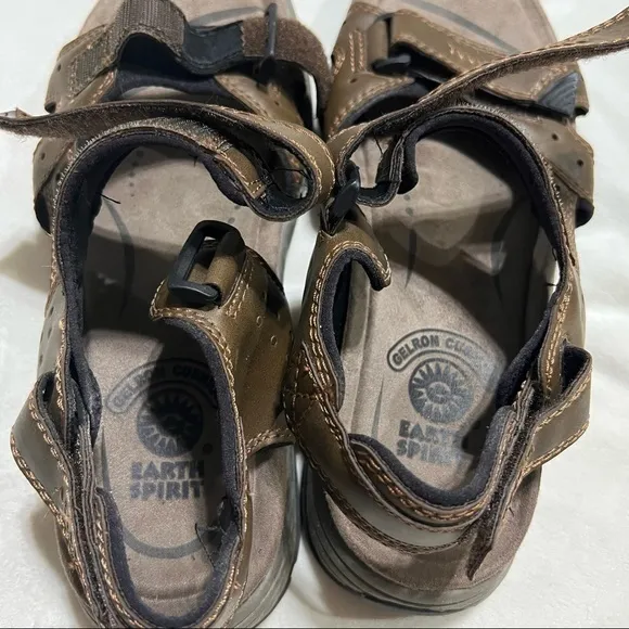 KHOMBU BLUE SHARK LEATHER AND EARTH SPIRIT BROWN BUNDLE SANDALS 13