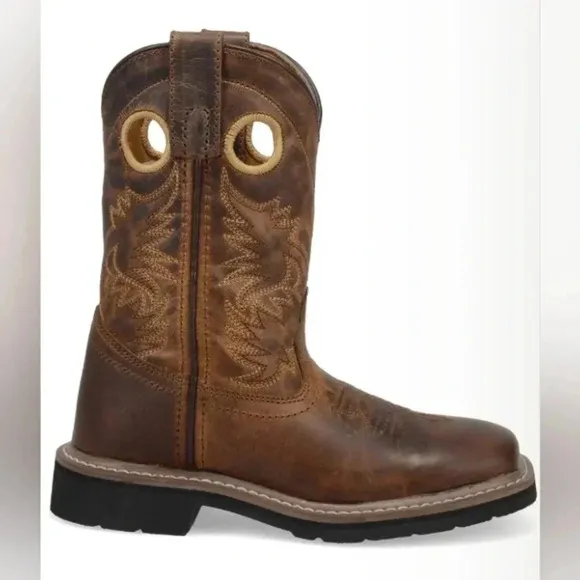 Kids Amarillo Dan Post Cowboy Boots, Brown, Size Children's 1D, PreOwned