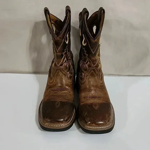 Kids Amarillo Dan Post Cowboy Boots, Brown, Size Children's 1D, PreOwned